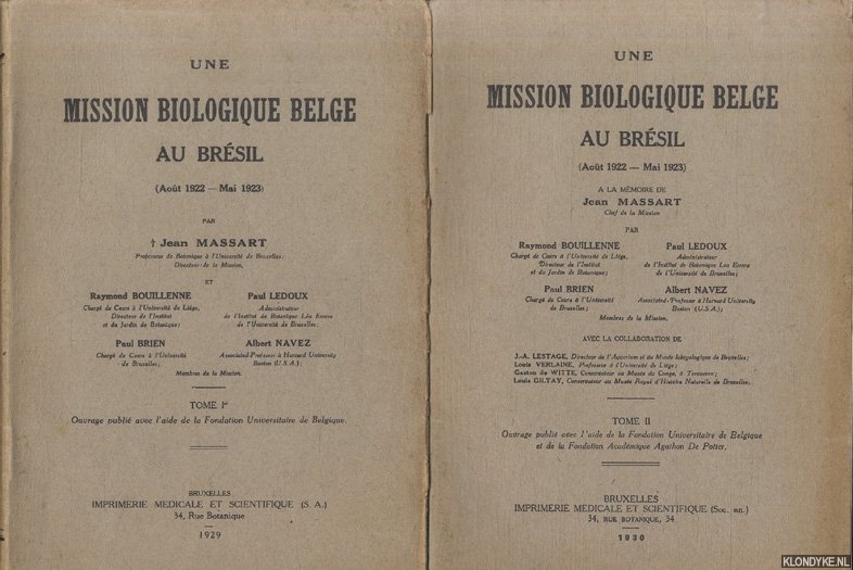 Une Mission Biologique Belge au Brésil
