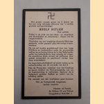 Met groote vreugde geven wij U kennis van het zoo vurig verlangde afsterven van 's werelds grootste oorlogsmisdadiger: Adolf Hitler
Satirische overlijdensadvertentie
€ 20,00
