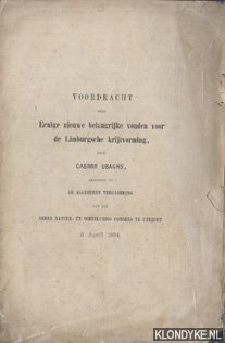Ubaghs, Casimir - Voordracht over Eenige nieuwe belangrijke vonden voor de Limburgsche krijtvorming