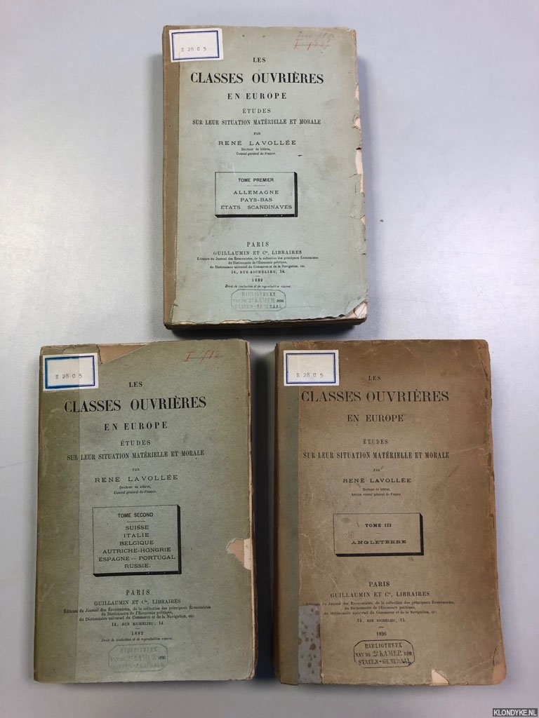 Lavollee, Rene - Les classes ouvrieres en Europe. Etudes sur leur situation materielle et morale (2 volumes)