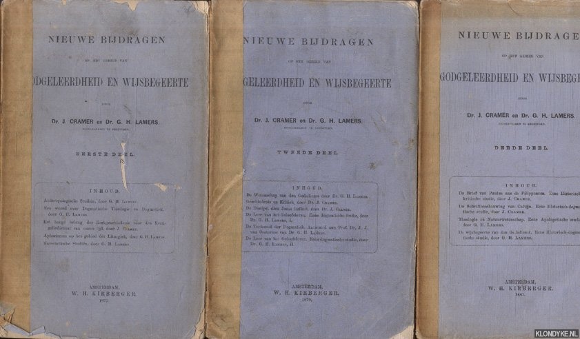 Cramer, J. & G.H. Lamers - Nieuwe bijdragen op het gebied van godgeleerdheid en wijsbegeerte (deel 1-3)