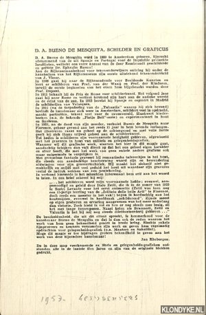Rhebergen, Jan (met een voorwoord door) - D.A. Bueno de Mesquita - mapje met 16 grafische werkjes