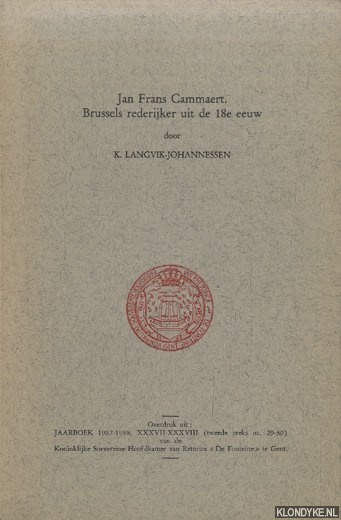 Langvik-Johannessen, K. - Jan Frans Cammaert. Brussels rederijker uit de 18e eeuw