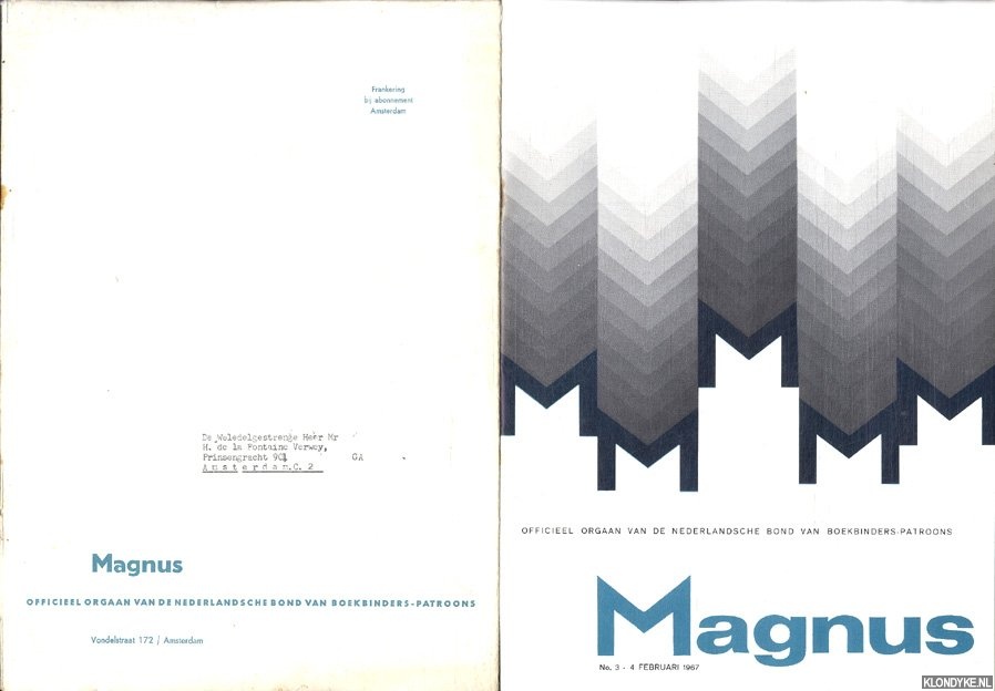 Diverse auteurs - Magnus. Officieel orgaan van de Nederlandsche Bond van Boekbinders-Patroons. No. 3 - 4 februari 1967