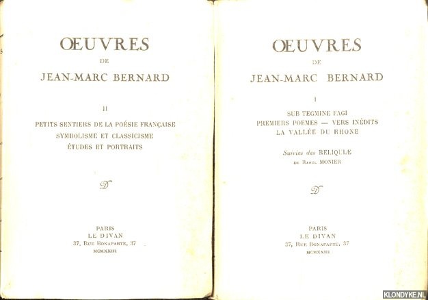 Bernard, Jean-Marc - Oeuvres de Jean-Marc Bernard