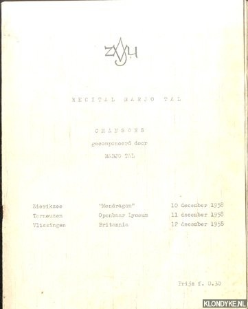 Tal, Marjo - Recital Marjo Tal. Chansons gecomponeerd door Marjo Tal