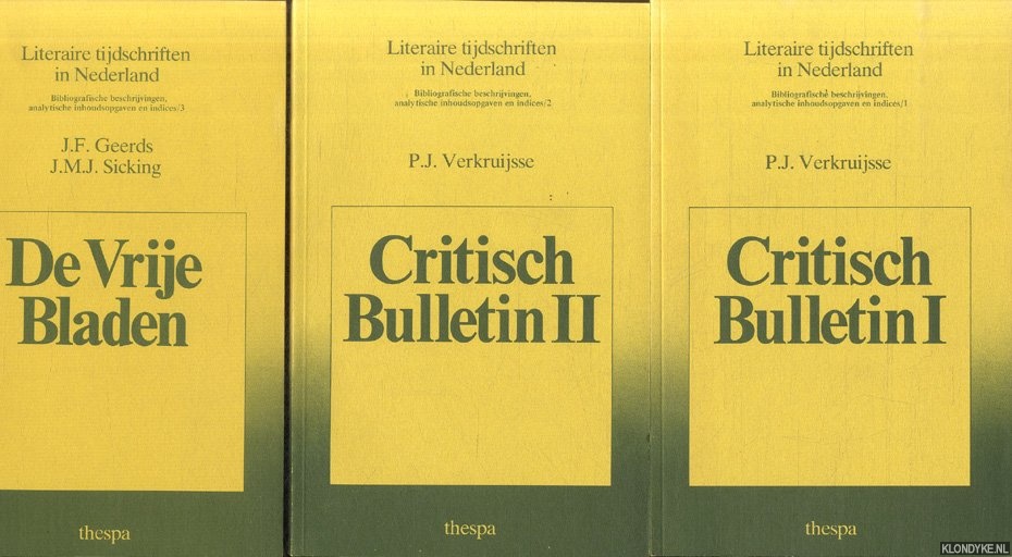 Verkruijsse, P.J. & J.F. Geerds & J.M.J. Sicking & S.S. Hoogerhuis & B. Dongelmans - Literaire tijdschriften in Nederland. Bibliografische beschrijvingen, analytische inhoudsopgaven en indices (5 delen)