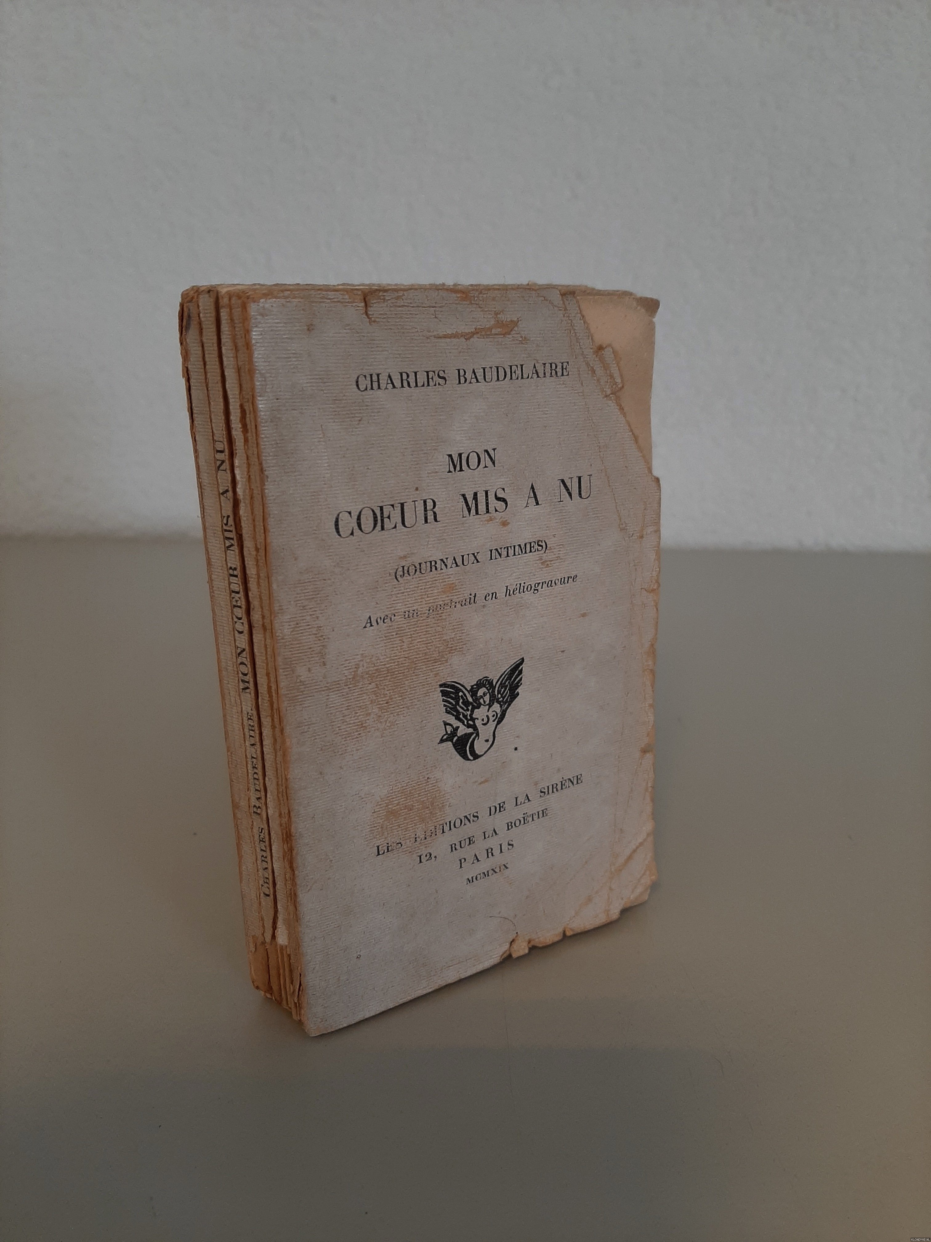 Baudelaire, Charles - Mon coeur mis a nu (journaux intimes). Avec un portrait en hliogravure