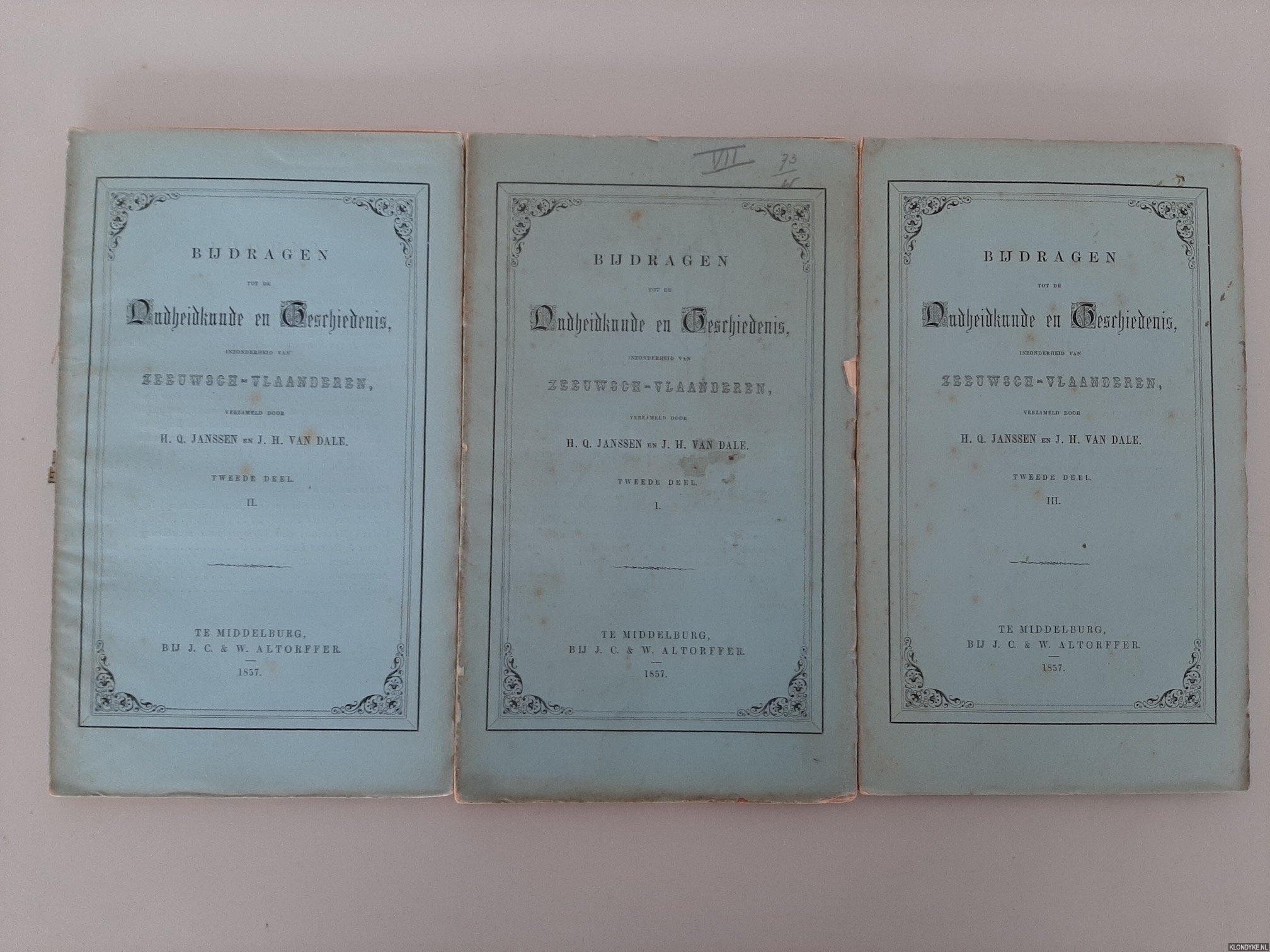 Janssen, H.Q. & J.H. van Dale (verzameld door) - Bijdragen tot de Oudheidkunde en Geschiedenis inzonderheid van Zeeuwsch-Vlaanderen. Tweede deel (I, II & III)
