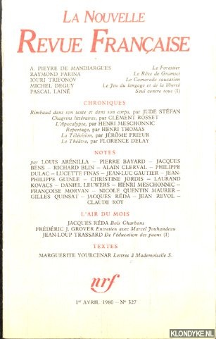 Lambrichs, georges (ed.) - Nouvelle revue franaise n327, 1er avril 1980