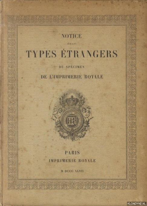 Various - Notice sur les types trangers du spcimen de l'imprimerie royale