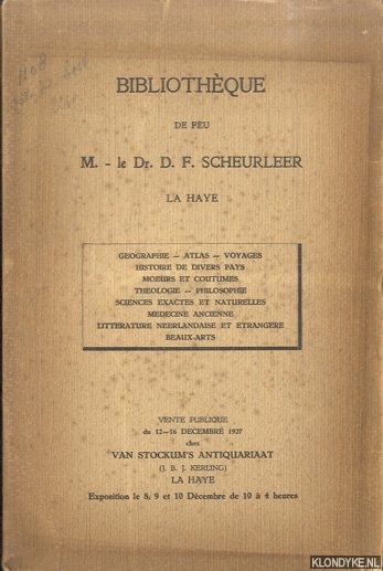 Kerling, J.B.J. - Bibliothque de feu M. - le Dr. D.F. Scheurleer - La Haye