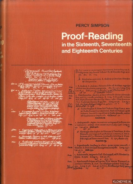 Simpson, Percy - Proof-reading in the sixteenth seventeenth and eighteenth centuries