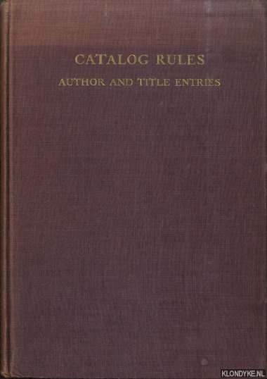Various - Catalog rules. Author and title entries