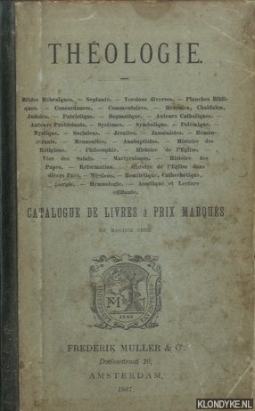 Muller, Frederik - Thologie. Catalogue de livres  prix marqus