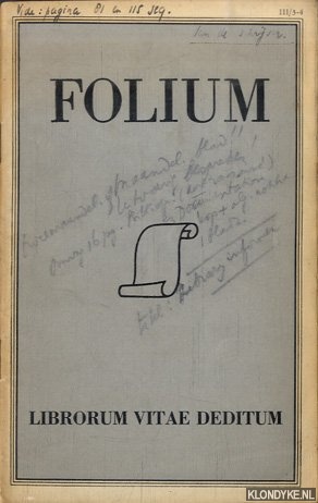 Gumbert, H.L. - Folium. Librorum vitae deditum - Jaargang III - 1953 - nummer 3/4