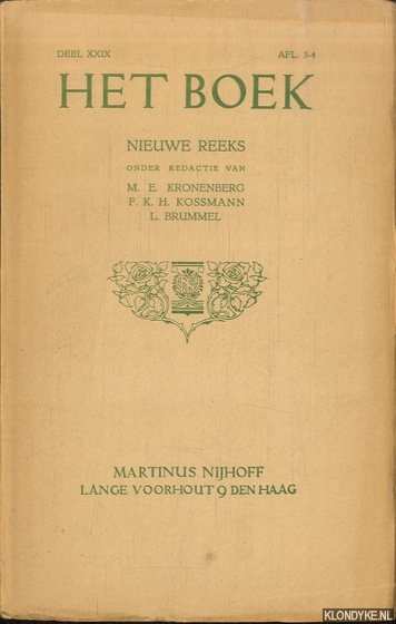 Diverse auteurs - Het Boek. Nieuwe reeks - deel XXIX - Afl. 3-4 - 1948