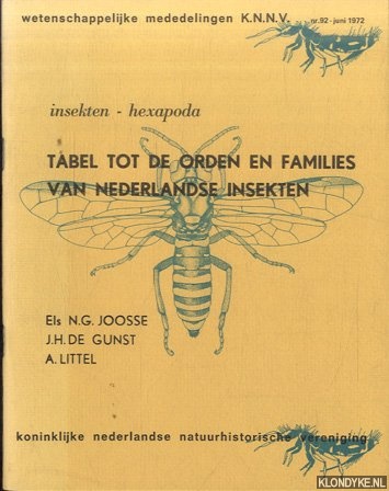 Joosse, Els N.G. & J.H. de Gunst & A. Liitel - Insekten - hexapoda. Tabel tot de orden en families van Nederlandse insekten