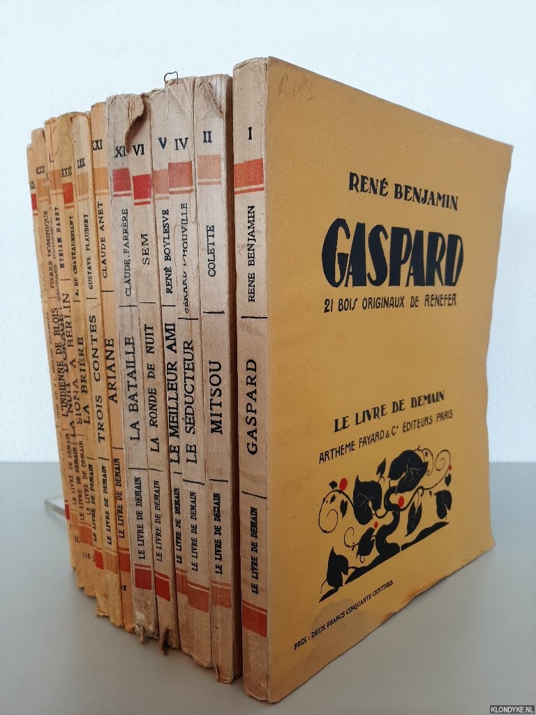 Benjamin, Ren & Colette & Grard d'Houville & Ren Boylesve & Sem & Claude Farrre & Claude Anet & Gustave Flaubert & A. de Chateaubriant & Myriam Harry & Georges Duhamel & Pierre Dominique & Georges Duhamel & Georges Duhamel - 14 books: 1) Gaspard; 2) Mitsou; 3) Le sducteur; 4) Le meilleur ami; 5) La ronde de Nuit; 6) La bataille; 7) Ariane. Jeune fille russe; 8) Trois contes; 9) La brire; 10) Siona  Berlin; 11) La nuit d'orage; 12) L'indienne de Blois; 13) Deux Hommes; 14)