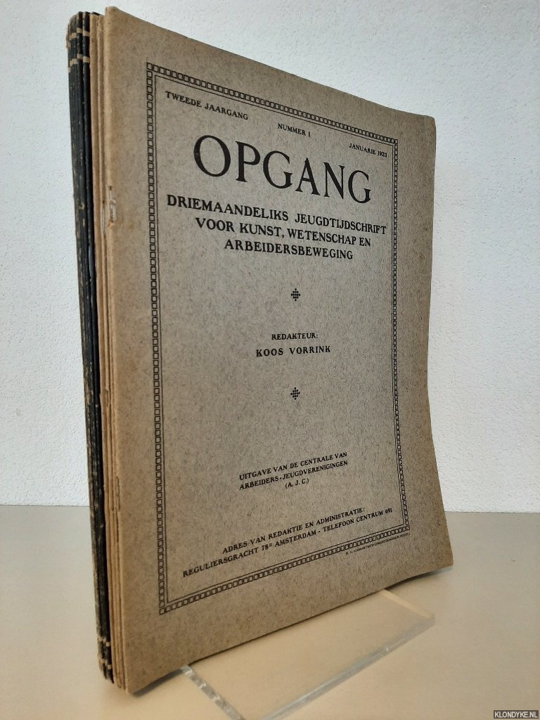 Vorrink, Koos - Opgang. Driemaandeliks jeugdtijdschrift voor kunst, wetenschappen en arbeidersbeweging (13 afleveringen)