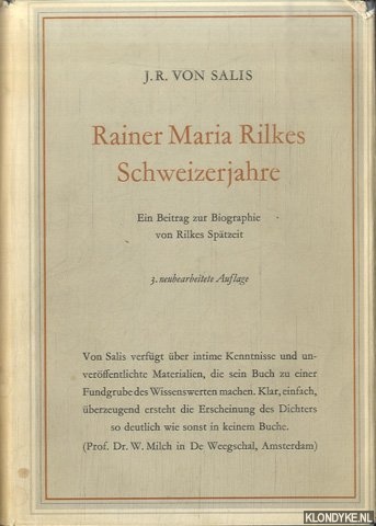 Salis, J.R. von - Rainer Maria Rilkes. Schweizerjahre. Ein Beitrag zur Biographie von Rilkes Sptzeit