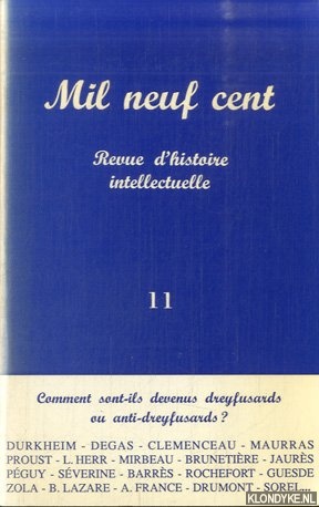 Blum, Franoise - a.o. - Mil neuf cent. Revue d'histoire intellectuelle 11