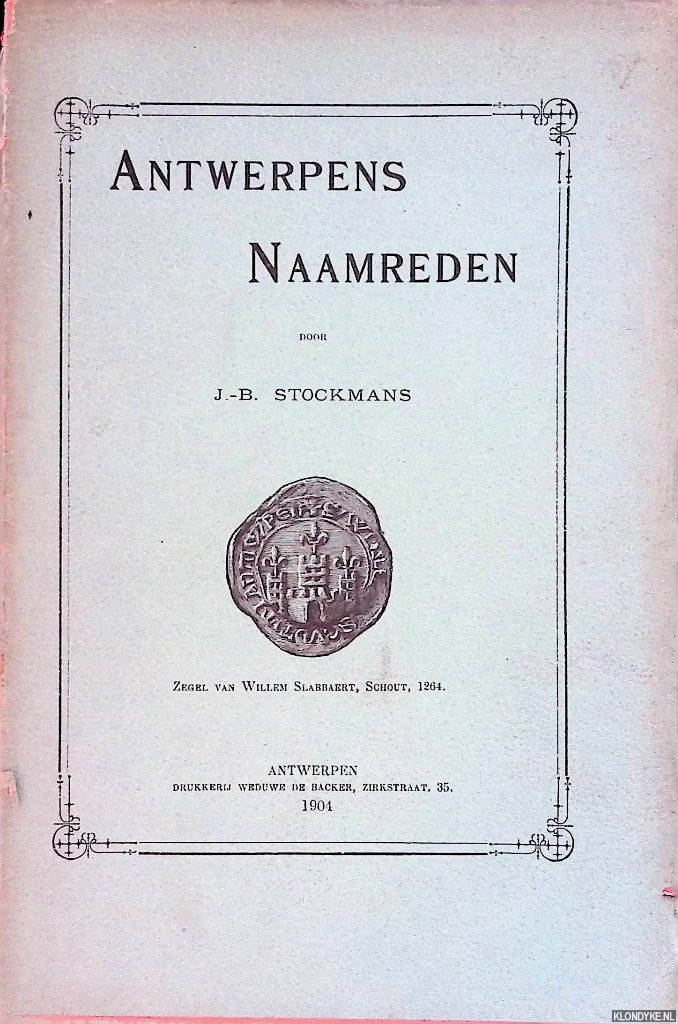 Stockmans, J.-B. - Antwerpens Naamreden
