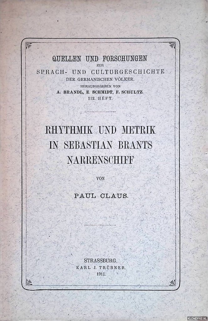 Claus, Paul - Rhythmik und Metrik in Sebastian Brants Narrenschiff