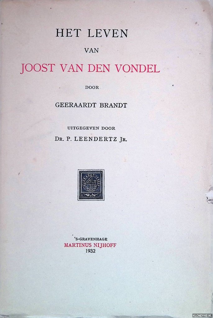 Brandt, Geeraardt - Het leven van Joost van den Vondel
