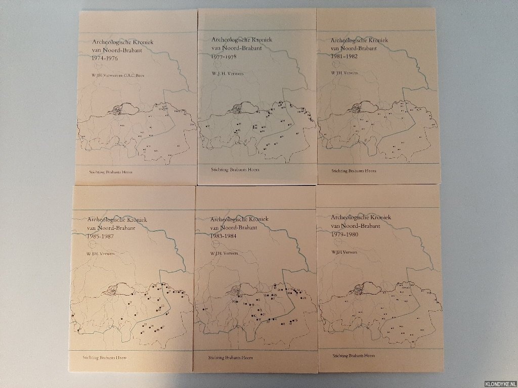 Verwers, W.J.H. & G.A.C. Beex - Archeologische Kroniek van Noord-Brabant 1974-1987 (6 delen)