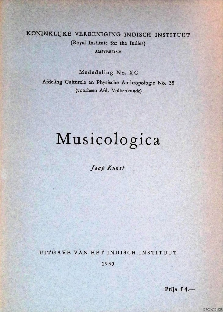 Kunst, Jaap - Musicologica