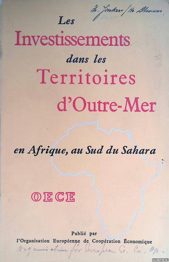 Various - Les investissements dans les territoires d'outre-mer en Afrique, au Sud du Sahara