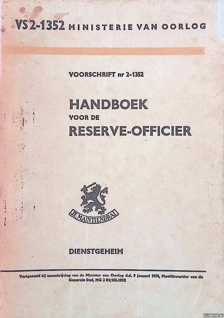 Diverse auteurs - Handboek voor de reserve-officier