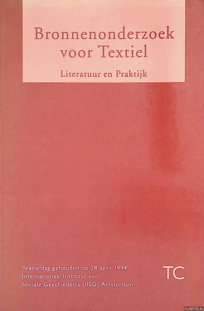 Graaf, A.J. de - Bronnenonderzoek voor textiel. Literatuur en parktijk