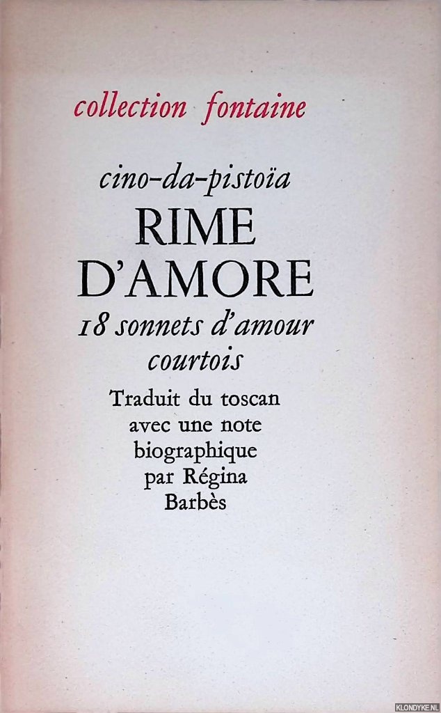 Barbs, Rgina - Rime d'amore: 18 sonnets d'amour courtois