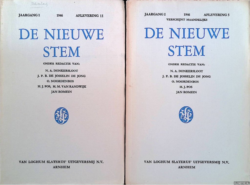 Donkersloot, N. - e.a. (redactie) - De Nieuwe Stem. Jaargang I 1946 (2 afleveringen)