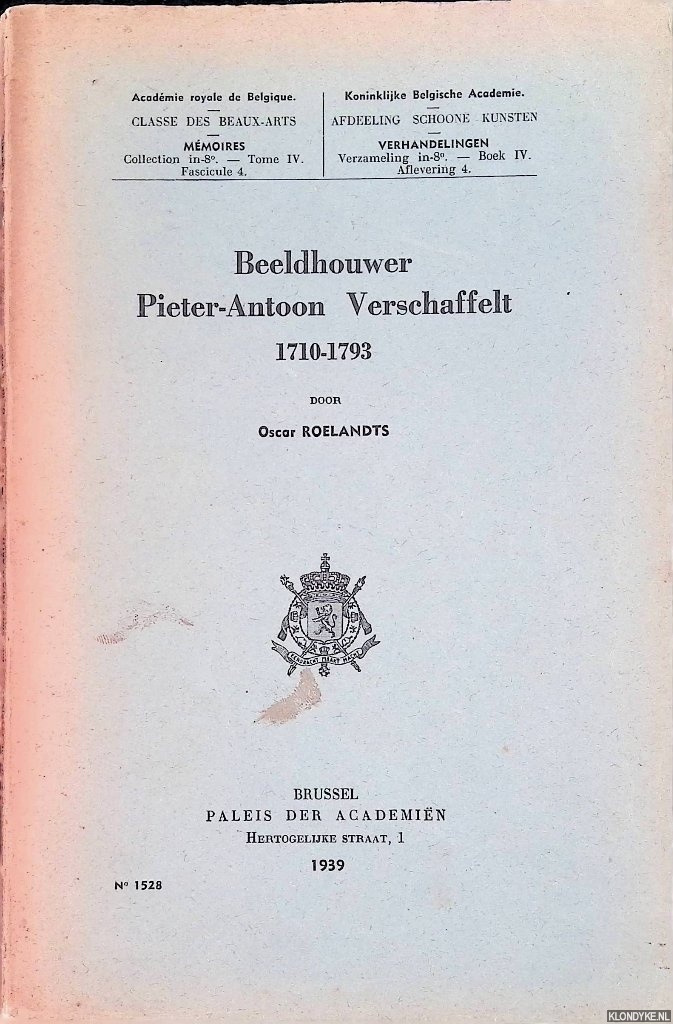 Roelandts, Oscar - Beeldhouwer Pieter-Antoon Verschaffelt 1710-1793