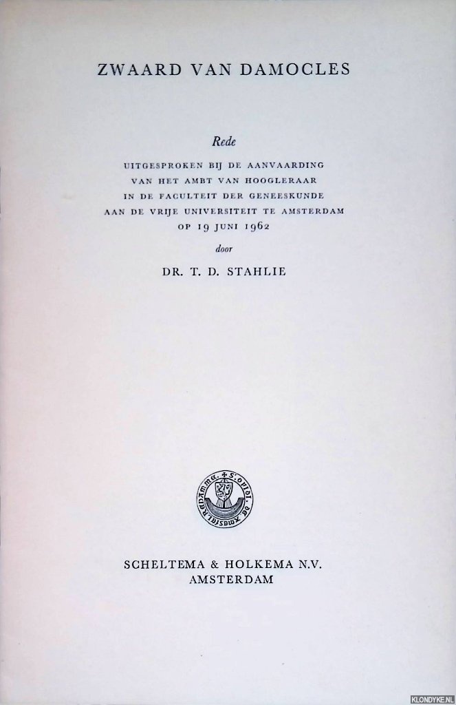 Stahlie, T.D. - Zwaard van Damocles. Rede