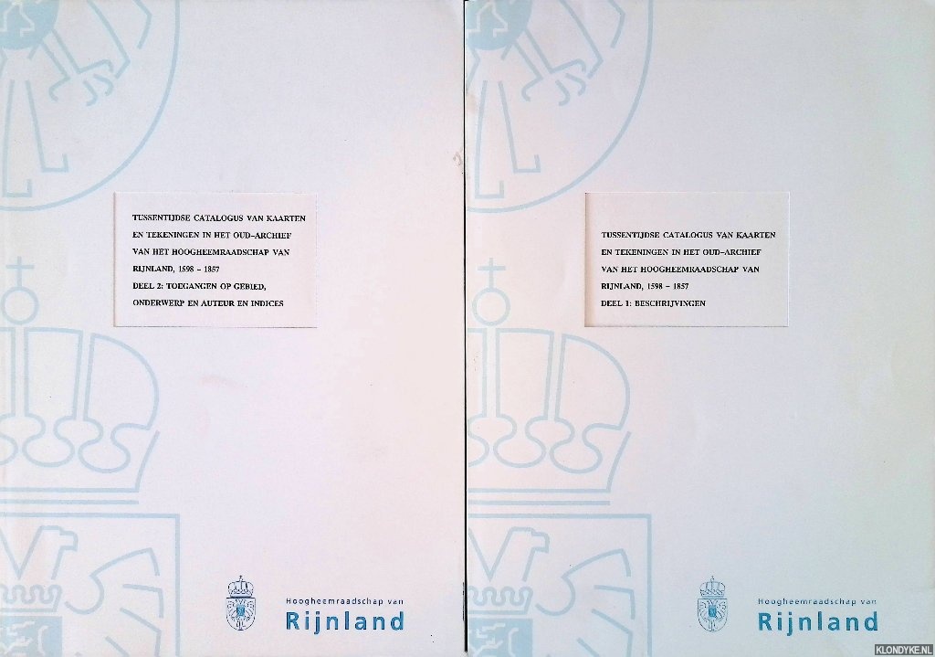 Iterson, Rob A. van - Tussentijdse catalogus van kaarten en tekeningen in het oud-archief van het Hoogheemraadschap van Rijnland, 1598-1857 (2 delen) *met GESIGNEERDE brief*