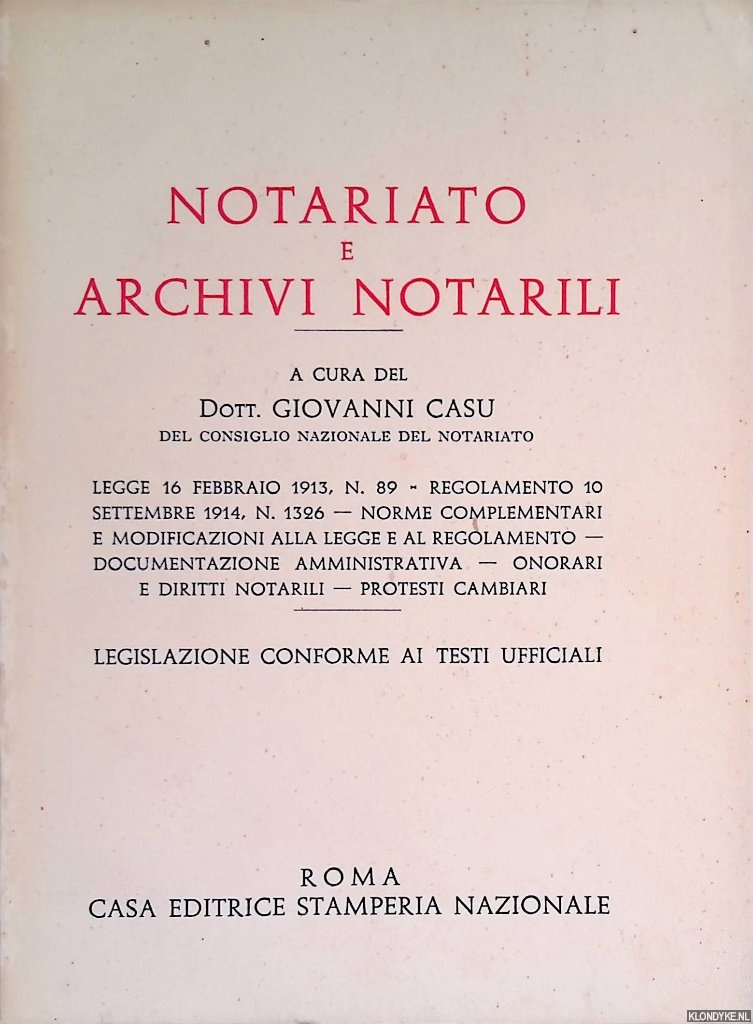 Casu, Giovanni - Notariato e archivi notarili