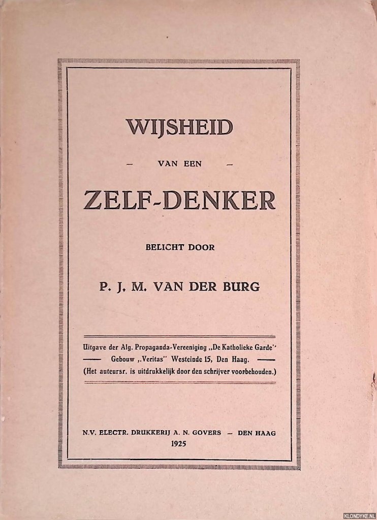 Burg, P.J.M. van der (belicht door) - Wijsheid van een Zelf-Denker