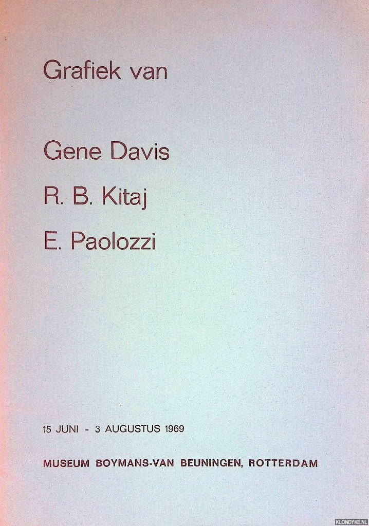 Diverse auteurs - Grafiek van Gene Davis, R.B. Kitaj en E. Paolozzi