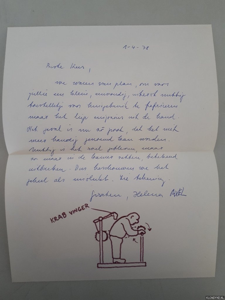 Broos, Kees - Axel en Helena van der Kraan: Objecten *met GESIGNEERDE brief met kleine ORIGINELE TEKENING*