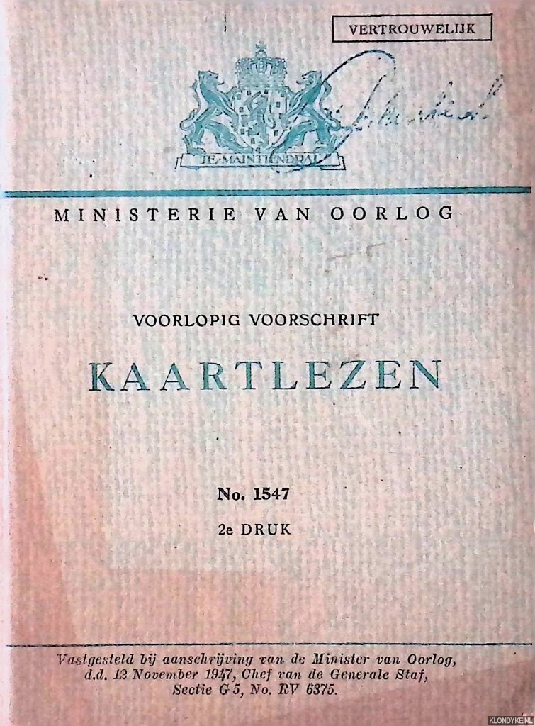 Diverse auteurs - Voorlopig voorschrift kaartlezen: no. 1547