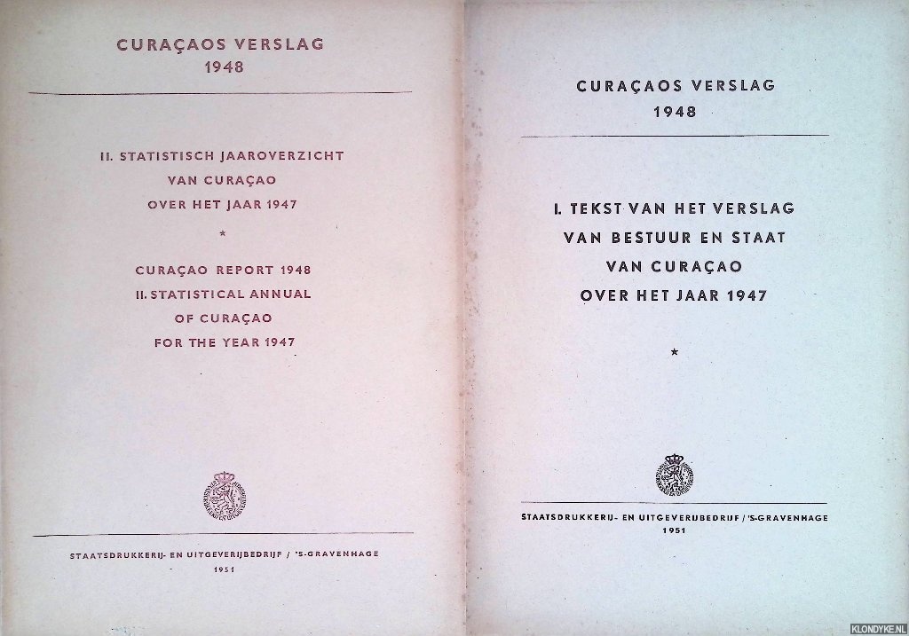 Diverse auteurs - Curaaosch verslag 1948 (2 delen)