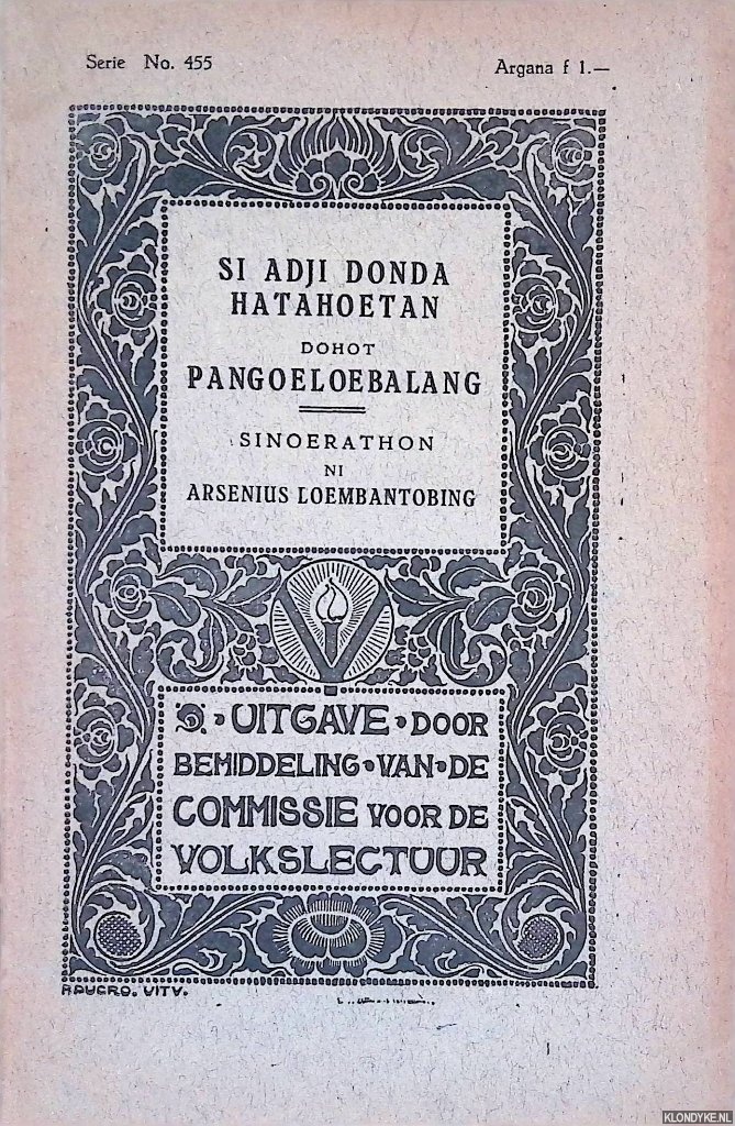 Loembantobing, Arsenius - Si Adji Donda Hatahoetan dohot Pangoeloebalang - Sinoerathon