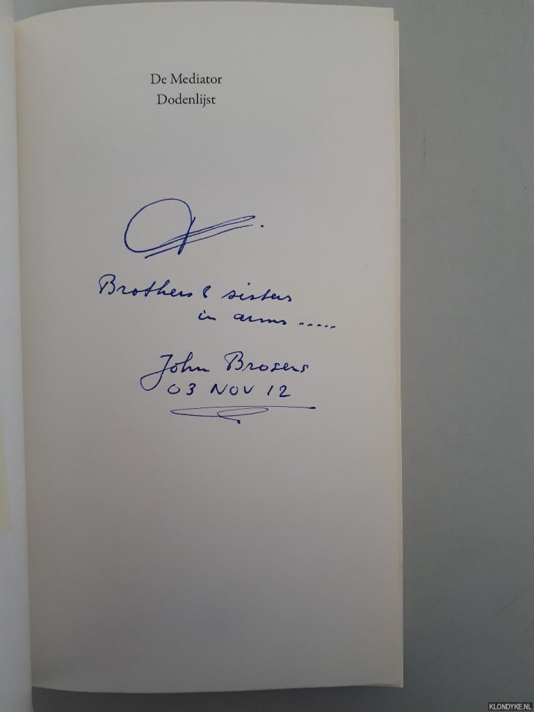 Brosens, John - De mediator dodenlijst *GESIGNEERD*
