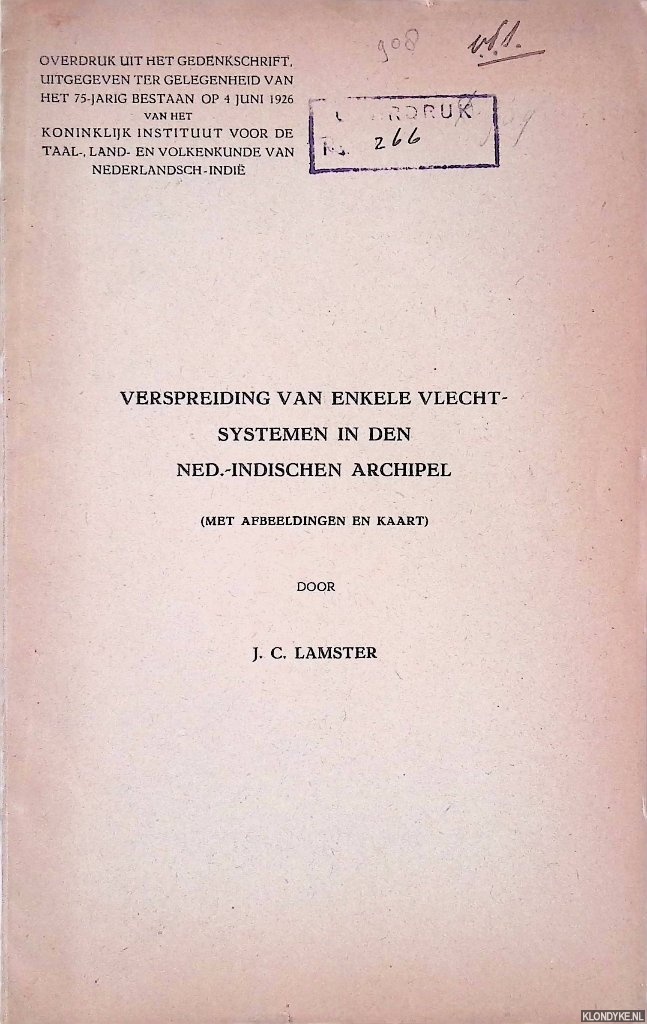 Lamster, J.C. - Verspreiding van enkele vlechtsystemen in den Ned.Indischen Archipel (met afbeeldingen en een kaart)