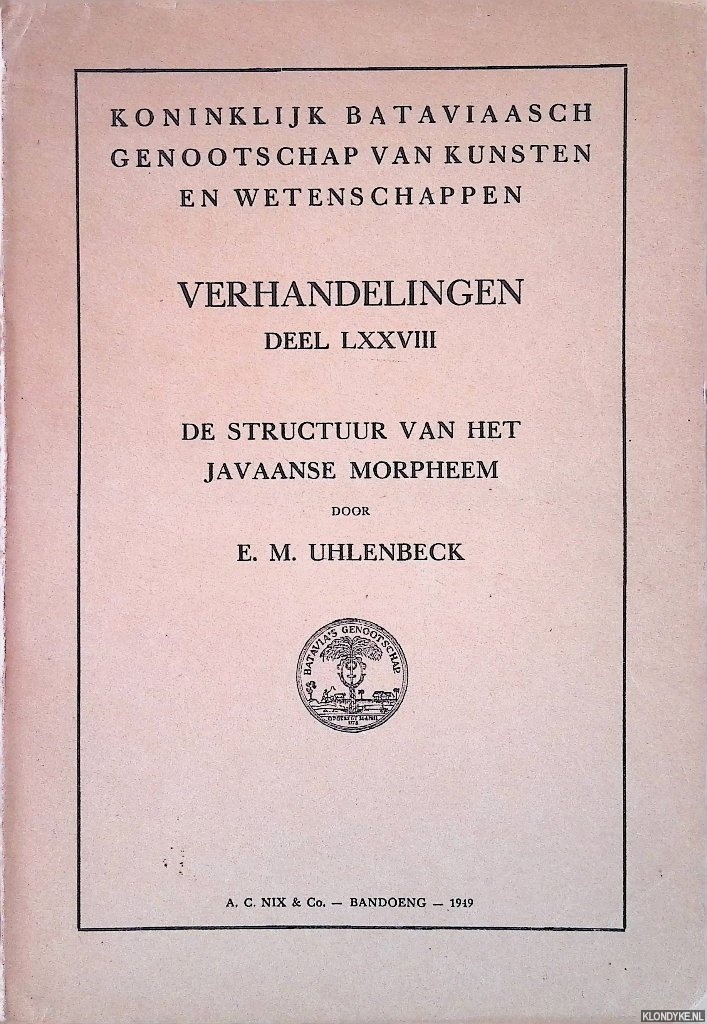 Uhlenbeck, E.M. - De structuur van het Javaansche Morpheem