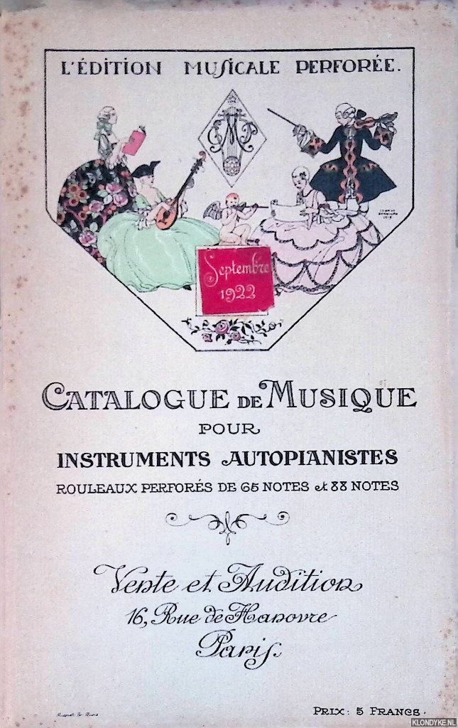 Various - Catalogue de Musique pour Instruments Autopianistes: 88 notes - Janvier 1925 - Ce Catalogue annule les prcdents + 3x supplment